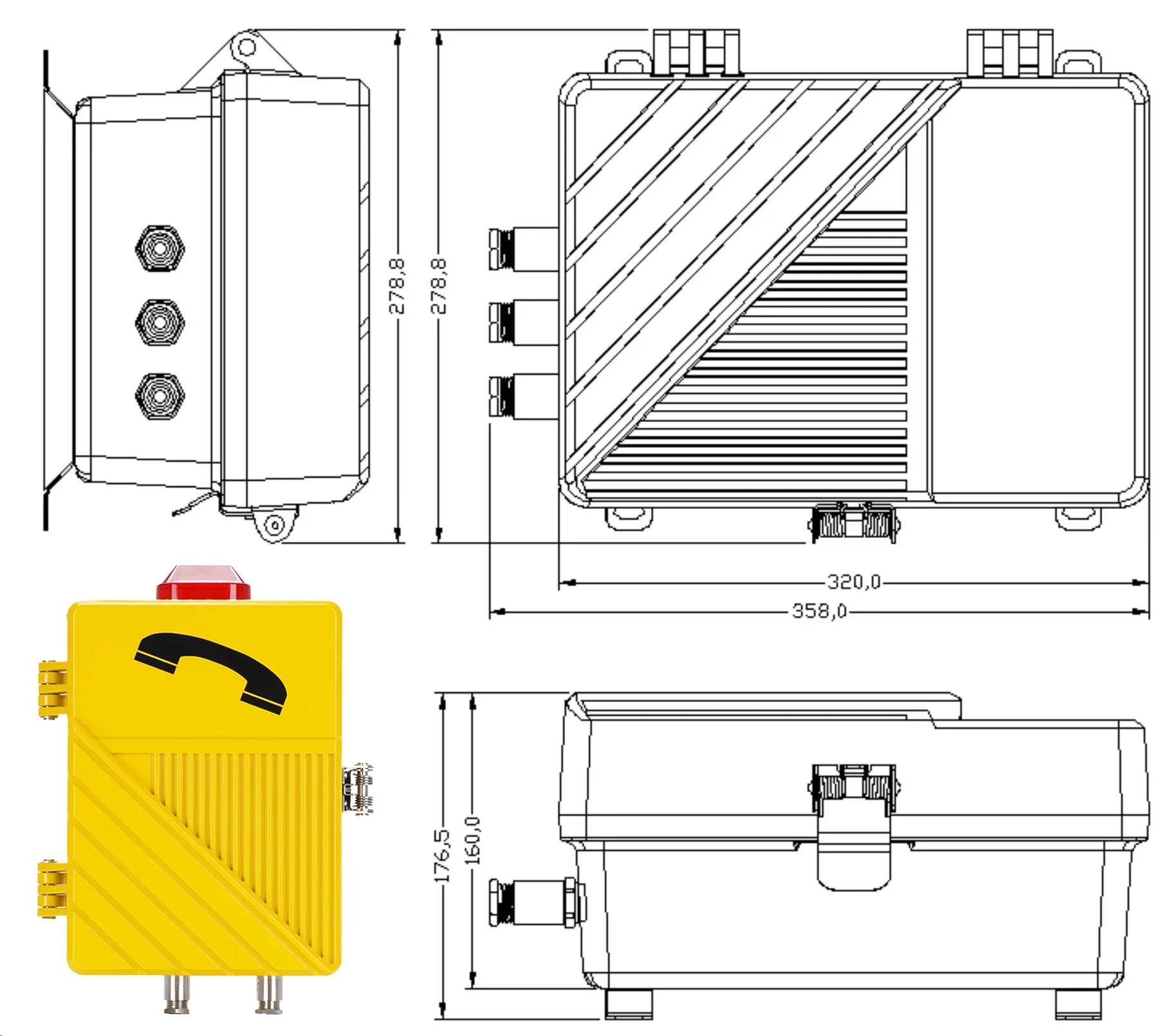 Dimensions d’installation du téléphone antidéflagrante