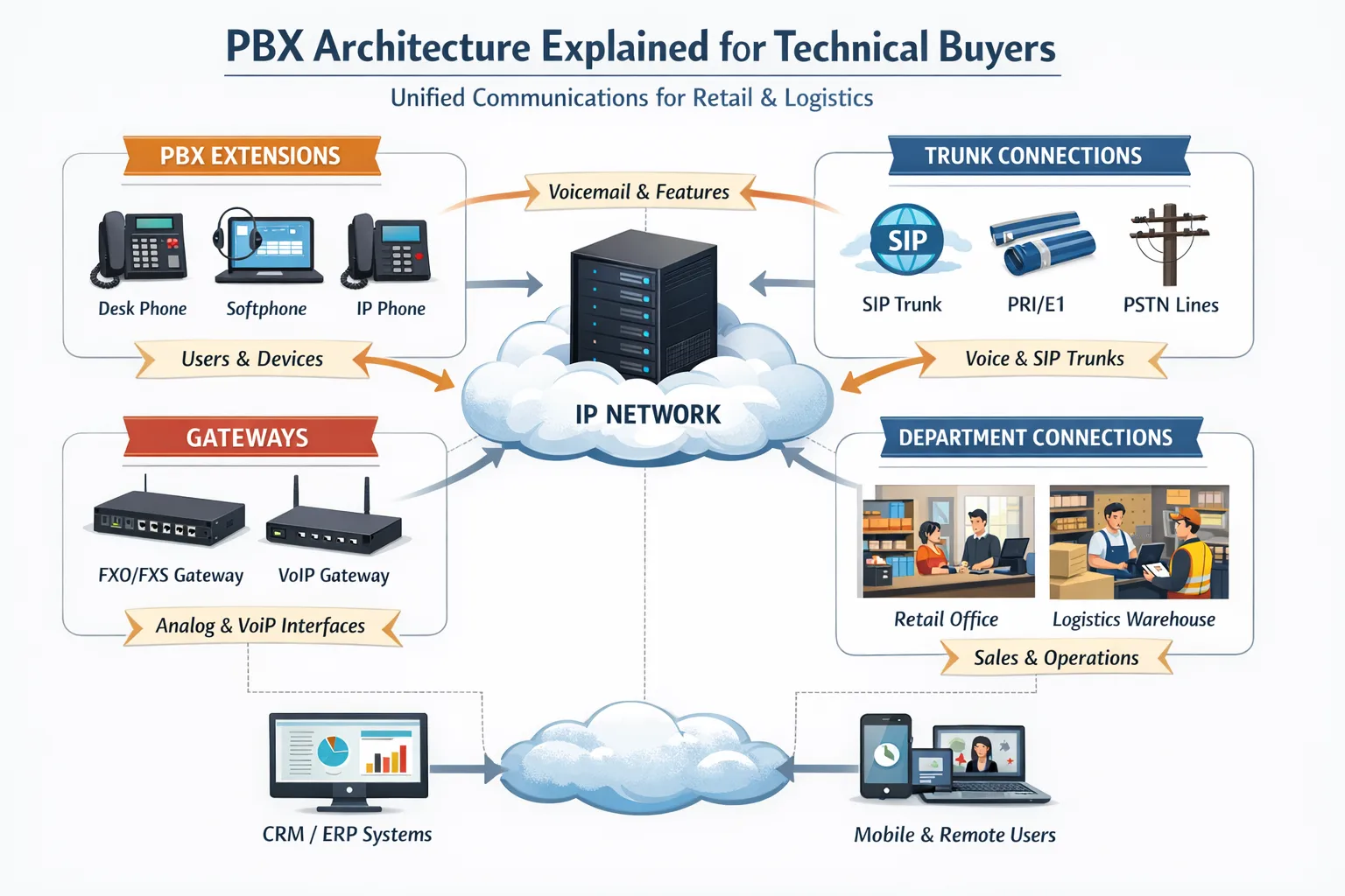 Architecture PBX expliquée pour les acheteurs techniques